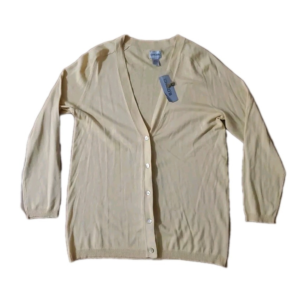 Chico's Cardigan Sweater Silk Blend Honeysuckle Yellow Size 3 (XL)